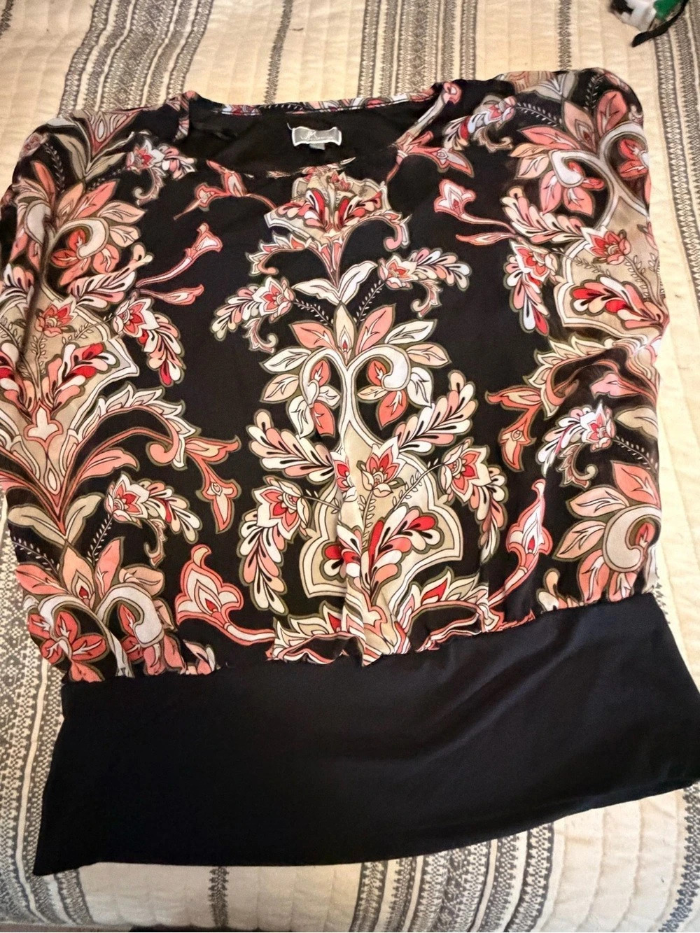 3 for 20!!JM Collection Floral Blouse in Black & Pink, red and blue Size Medium